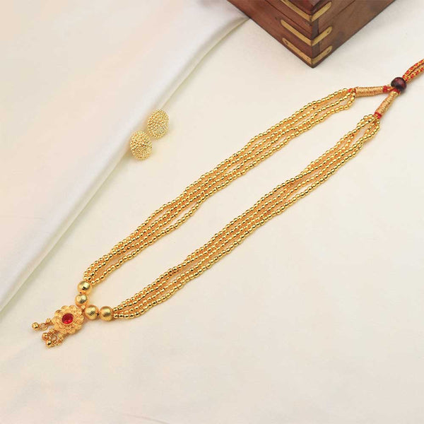 Multi-Strand Gold Bead Necklace