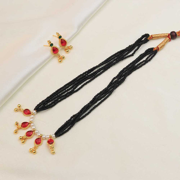 Black Bead Mangalsutra Style Necklace