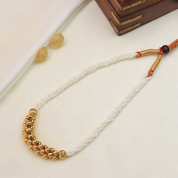 Ivory Pearl Gold Bead Necklace