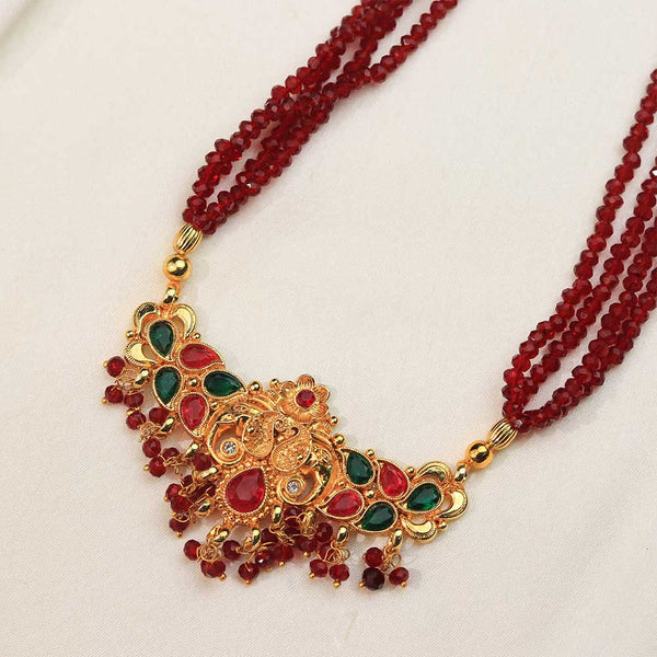 Red Crystal Temple Statement Necklace