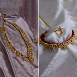 Combo of Gold Plated Long Kolhapuri Saaj Necklace and Traditional Belpan Choker Necklace