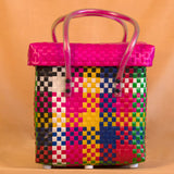 Handwoven Multicolor Basket with Lid