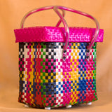 Handwoven Multicolor Basket with Lid