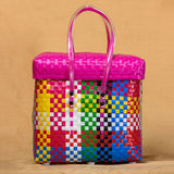 Handwoven Multicolor Basket with Lid