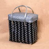 Black & Grey Basket with Lid Top