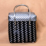 Black & Grey Basket with Lid Top