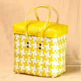 Yellow & White Basket with Lid Top