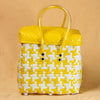 Yellow‑White Lid‑Top Basket – Bright Weave Storage with Lid