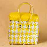 Yellow & White Basket with Lid Top
