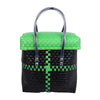Green‑Black Grocery Lid‑Top Basket – Reusable Shopper Weave