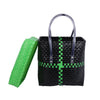 Green‑Black Grocery Lid‑Top Basket – Reusable Shopper Weave