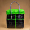 Green‑Black Grocery Lid‑Top Basket – Reusable Shopper Weave