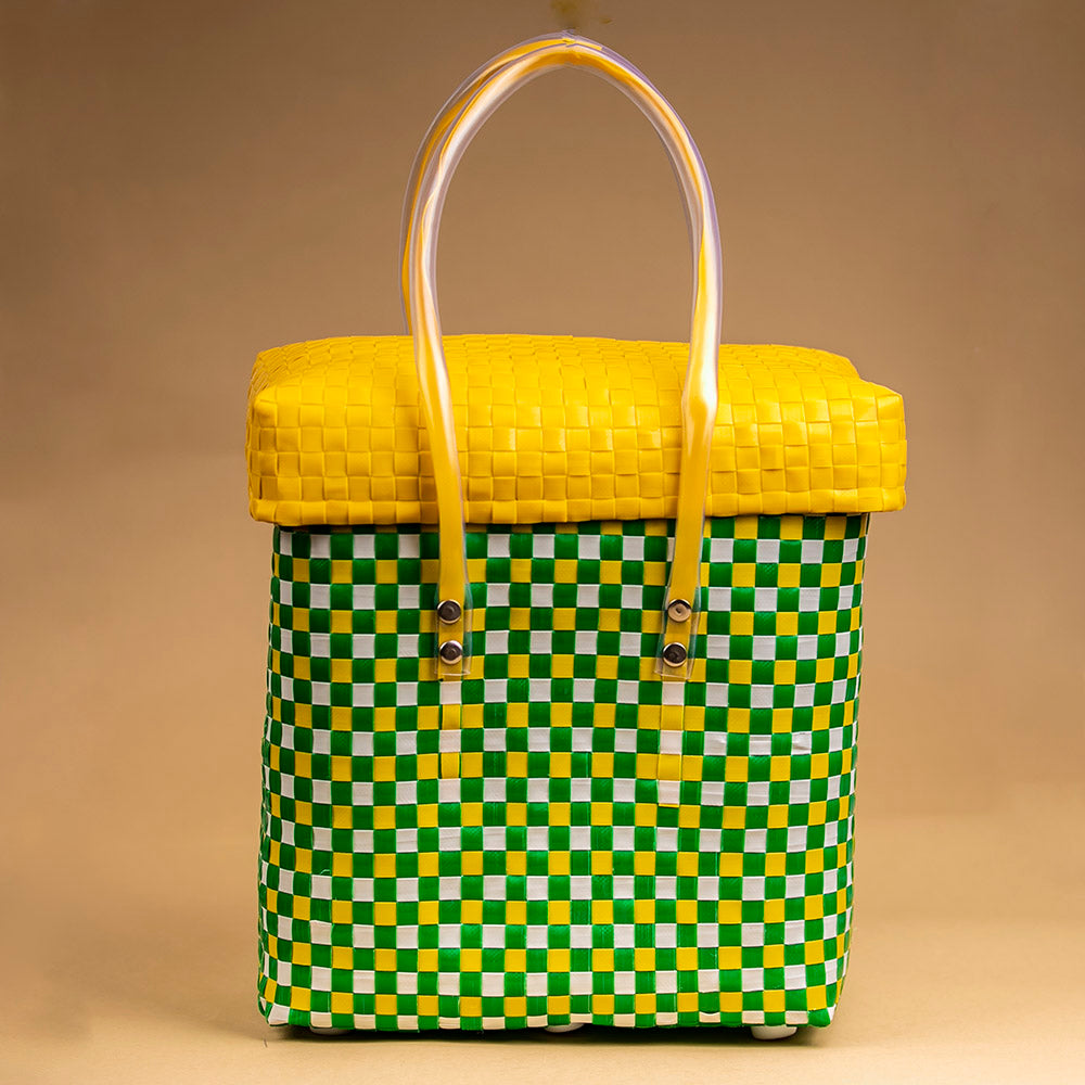 Handwoven Picnic Basket with Lid