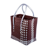 Handwoven Brown & White Basket