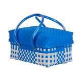 Blue & White Half Basket with Lid