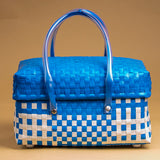 Blue & White Half Basket with Lid