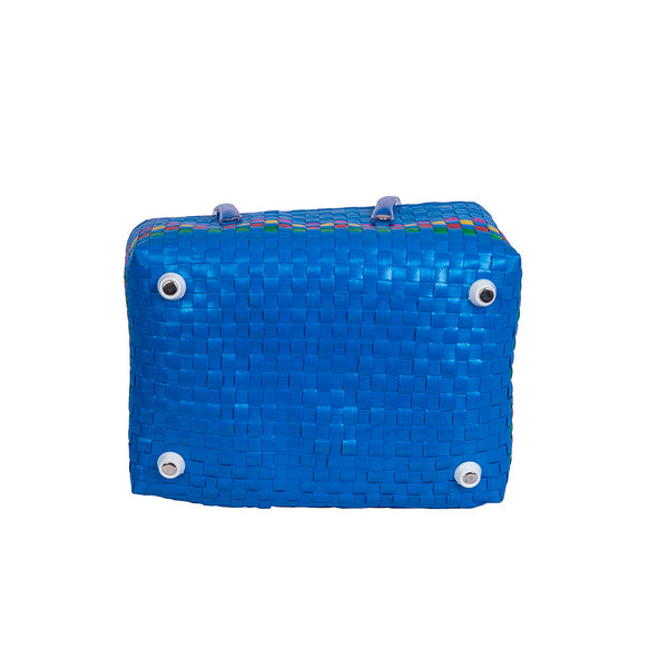 Blue Half Basket with Lid – Cool-Toned Compact Organizer
