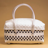 Black & White Half Basket with Lid