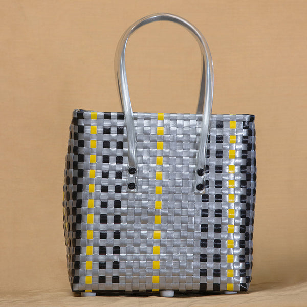 Black Silver Picnic Basket – Sleek Classic Weave Outdoor Tote