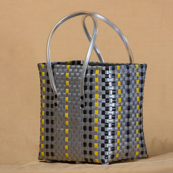Black Silver Picnic Basket – Sleek Classic Weave Outdoor Tote