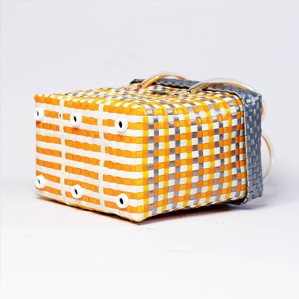 Multicolour Handwoven Grocery Basket with Grey Lid – view 9
