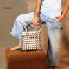 Kalapuri handmade fancy lid top basket with elegant multicolor weave stylish home organiser.