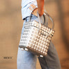 Kalapuri handmade fancy lid top basket with elegant multicolor weave stylish home organiser.