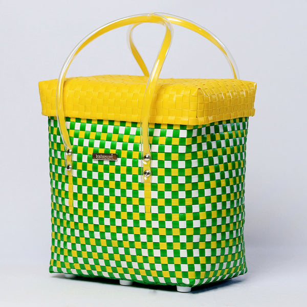 Kalapuri handmade picnic lid top basket rugged handwoven outdoor storage and carrier.