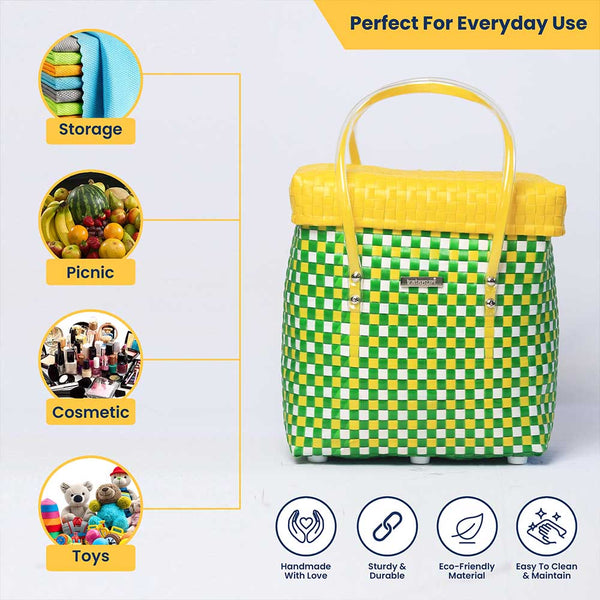 Picnic Lid‑Top Basket – Rugged Handwoven Outdoor Carrier
