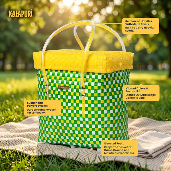 Picnic Lid‑Top Basket – Rugged Handwoven Outdoor Carrier