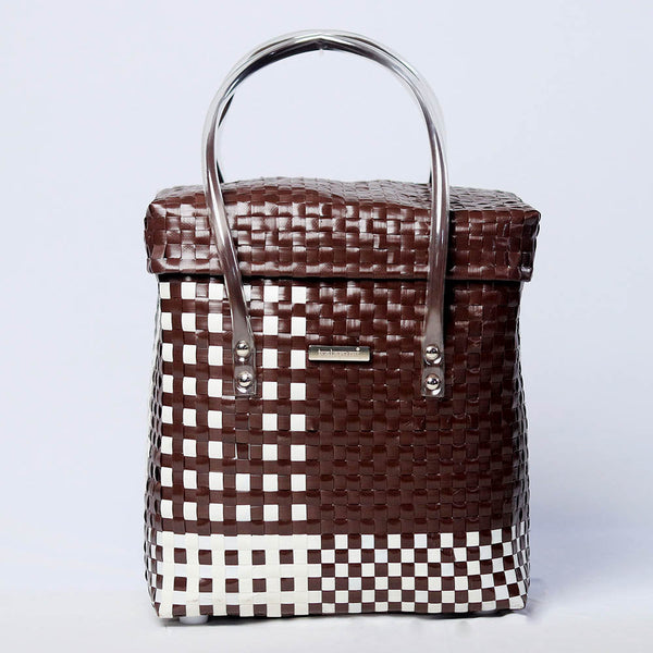 Kalapuri handmade storage lid top basket with classic weave perfect for linens and home use.