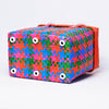 Kalapuri handmade multicolor basket with grey lid vibrant woven storage solution.