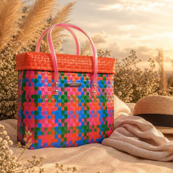 Multicolor Basket With Grey Lid