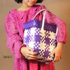 Kalapuri handmade colourful lid top basket bright toned weave with secure lid.