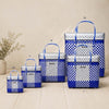 Blue‑White Lid‑Top Basket – Nautical Weave Storage with Lid