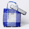 Kalapuri handmade blue and white lid top basket nautical weave storage design.