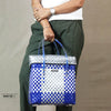 Kalapuri handmade blue and white lid top basket nautical weave storage design.