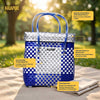 Blue‑White Lid‑Top Basket – Nautical Weave Storage with Lid