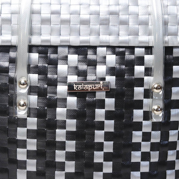 Black & Grey Lid Top Basket | Modern Handmade Weave