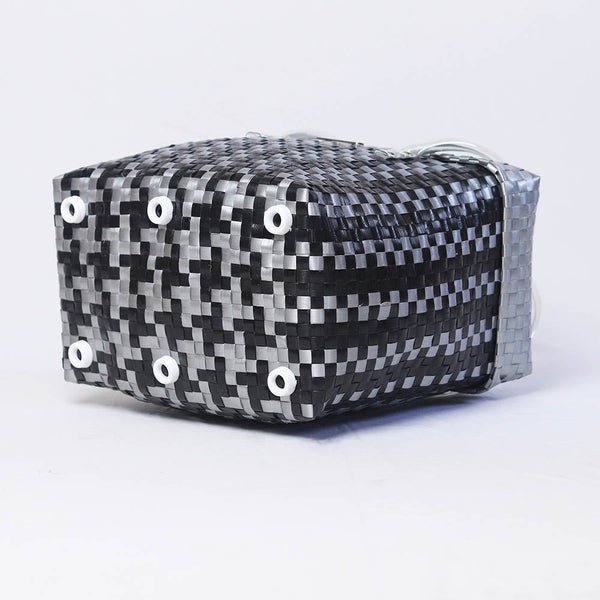 Black & Grey Lid Top Basket | Modern Handmade Weave