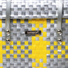 Kalapuri handmade yellow and grey lid top basket chic two-tone woven storage.