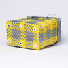 Kalapuri handmade yellow and grey lid top basket chic two-tone woven storage.