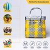 Yellow‑Grey Lid‑Top Basket – Chic Two‑Tone Weave with Lid