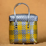Handcrafted Yellow Grey Basket with lid