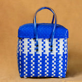 Handcrafted Colourful Blue Basket with lid