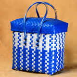 Handcrafted Colourful Blue Basket with lid