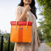 Yellow‑Red Lid‑Top Basket – Vibrant Handwoven Storage