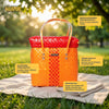 Yellow‑Red Lid‑Top Basket – Vibrant Handwoven Storage