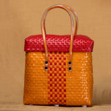 Handcrafted Orange Red Basket with lid
