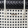 Kalapuri handmade white and black lid top basket contrasting weave storage basket.